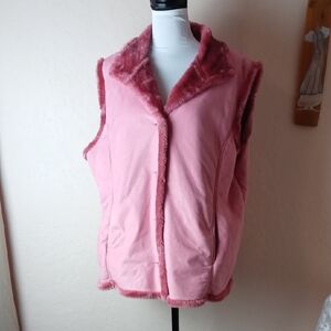 Tradition Country Collection Plus Pink Faux Fur Women's Vest